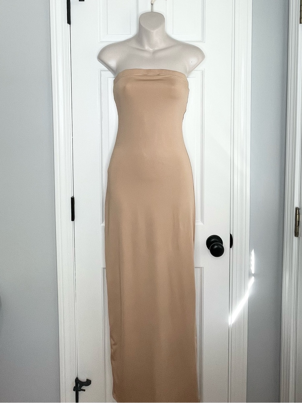Daisy Strapless Maxi Dress in Beige